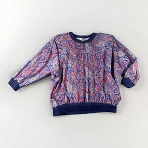 RARE VTG 90s Cape Cod Paisley Sweatshirt Sz L Blue Red Oversized Shoulder Pads